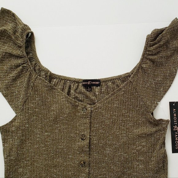 ALMOST FAMOUS Button Front Tie Top - Picture 4 of 8